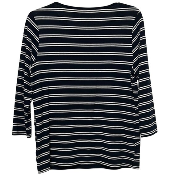 Chico's Navy Blue & White Striped 3/4 Sleeve Top, Women’s 8 - Picture 7 of 7